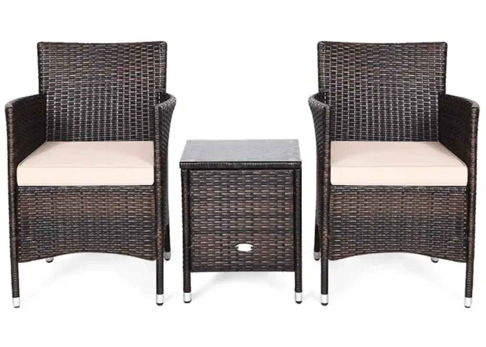 Hivvago 3 Pieces Ergonomic Wicker Patio Conversation Set