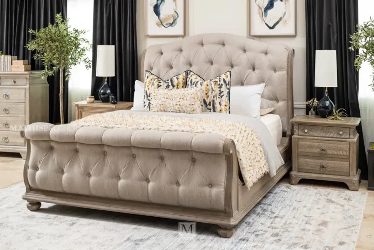 Summer Creek Shoals Upholstered Tufted Sleigh Queen Bed