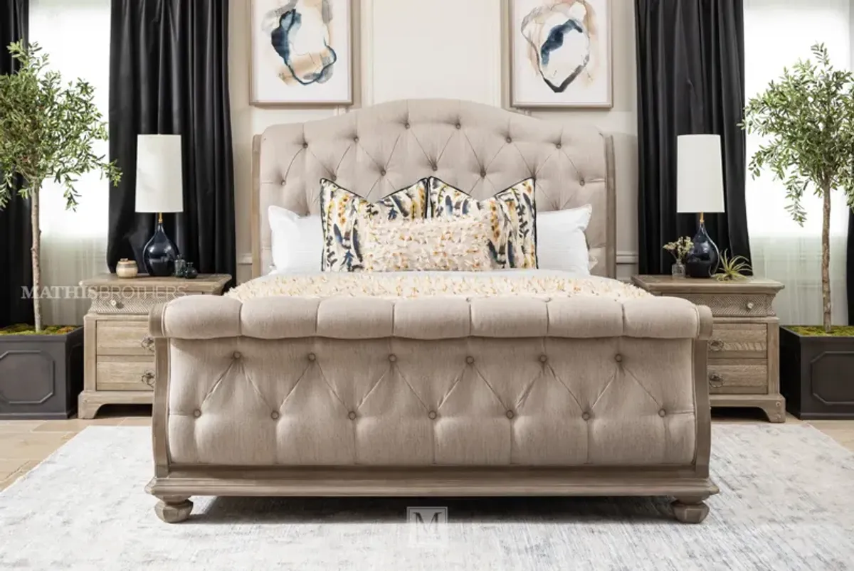 Summer Creek Shoals Upholstered Tufted Sleigh Queen Bed