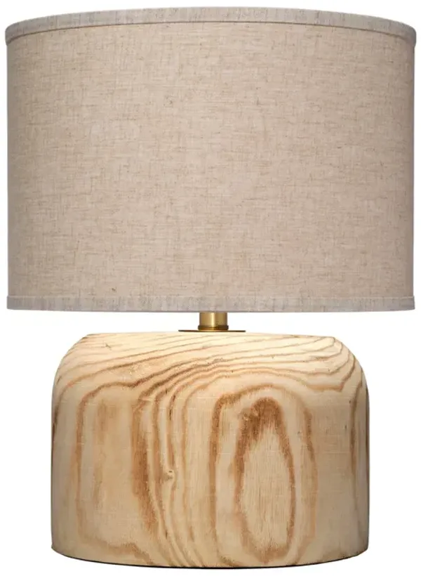 Timy Accent Table Lamp, 18 Inch, Linen Drum Shade, Brown Wood Base