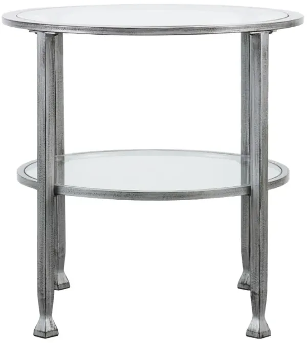 Hivvago 24" Silver Glass And Iron Round End Table