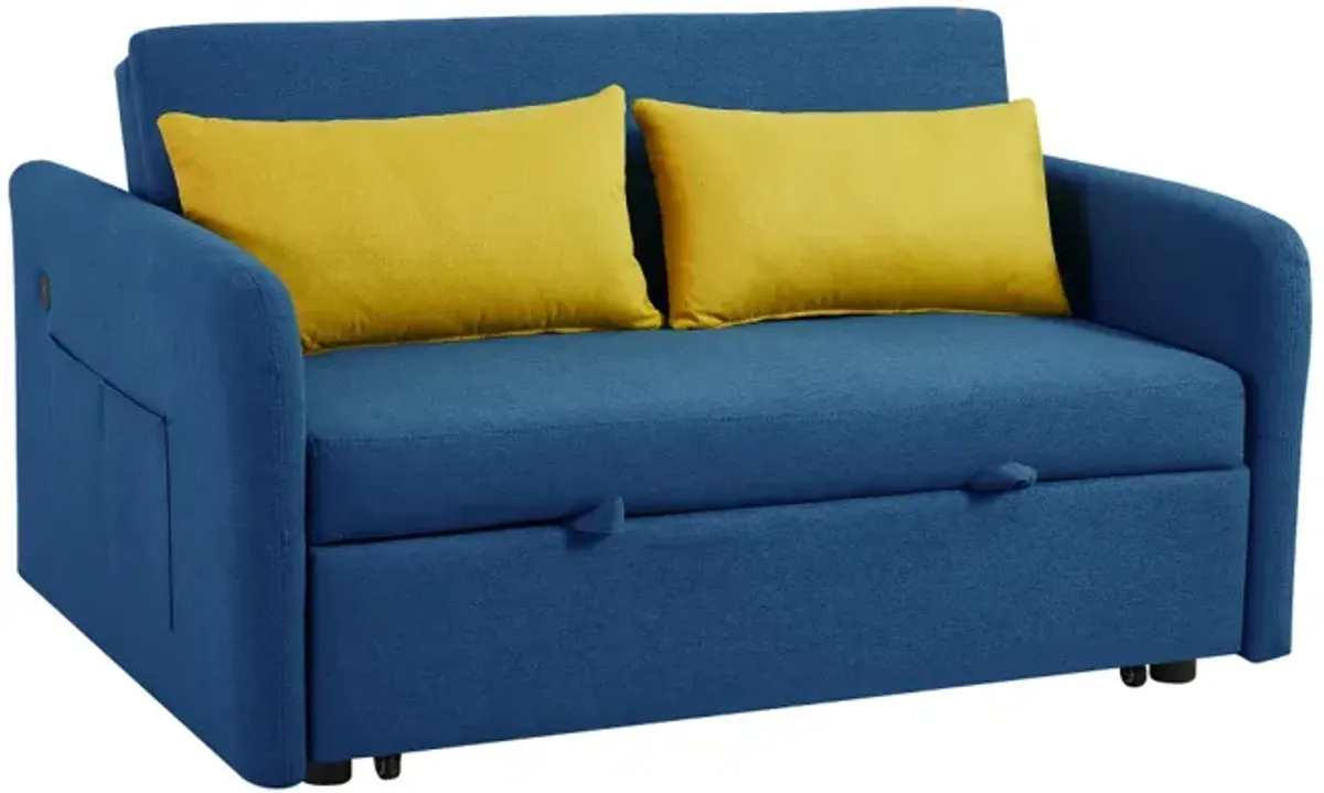 Twins Sofa Bed Blue Fabric