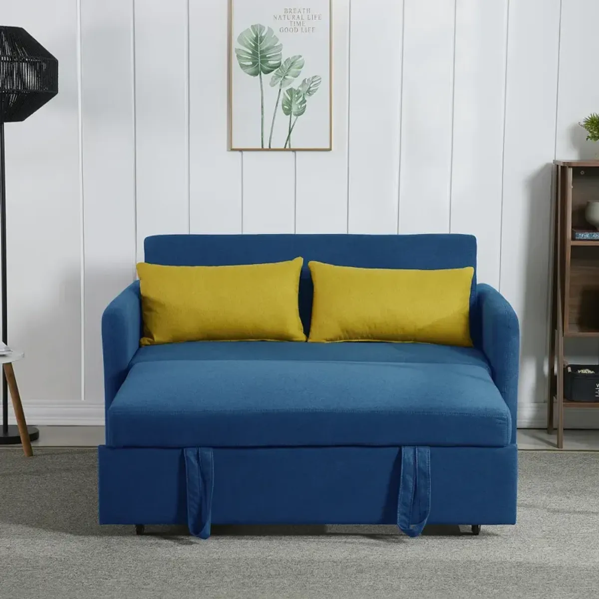 Twins Sofa Bed Blue Fabric