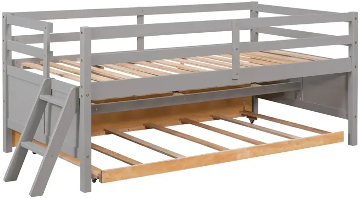 Merax Low Loft Bed with Full Safety Fence