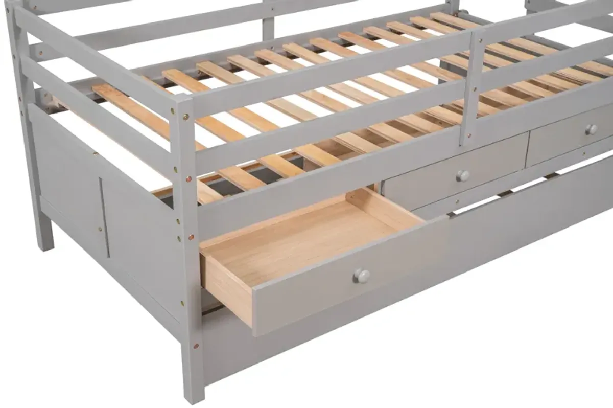 Merax Low Loft Bed with Full Safety Fence