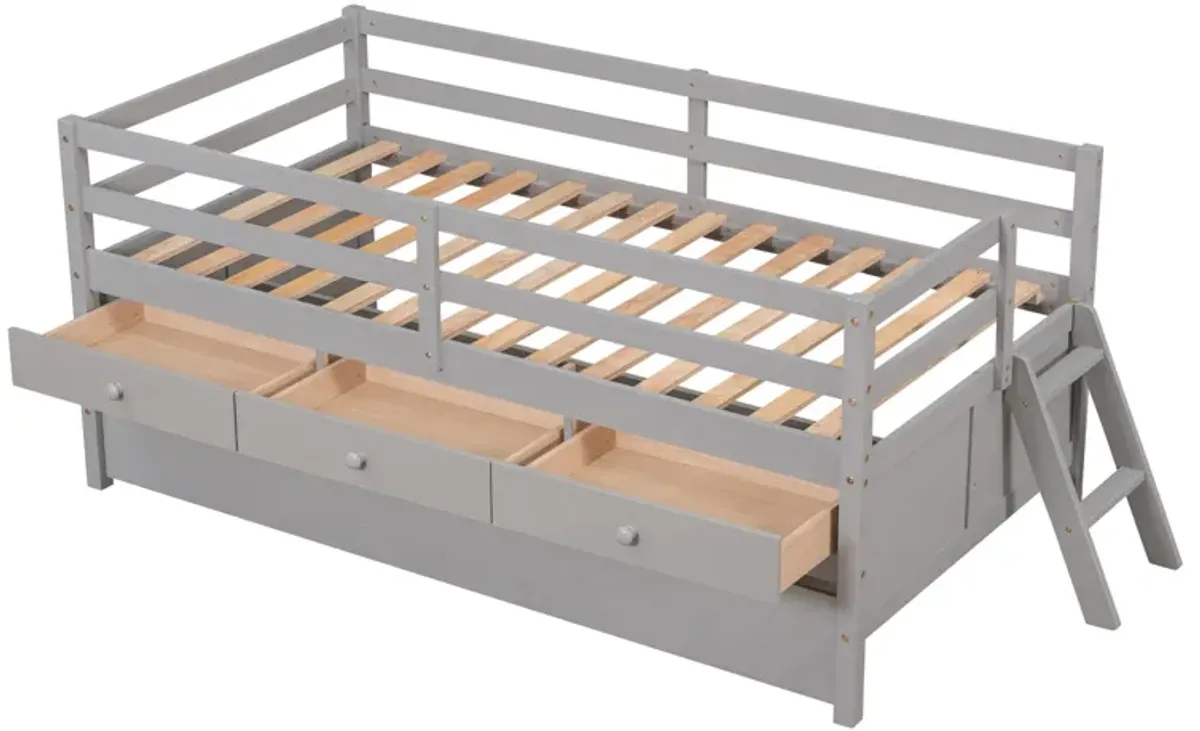 Merax Low Loft Bed with Full Safety Fence