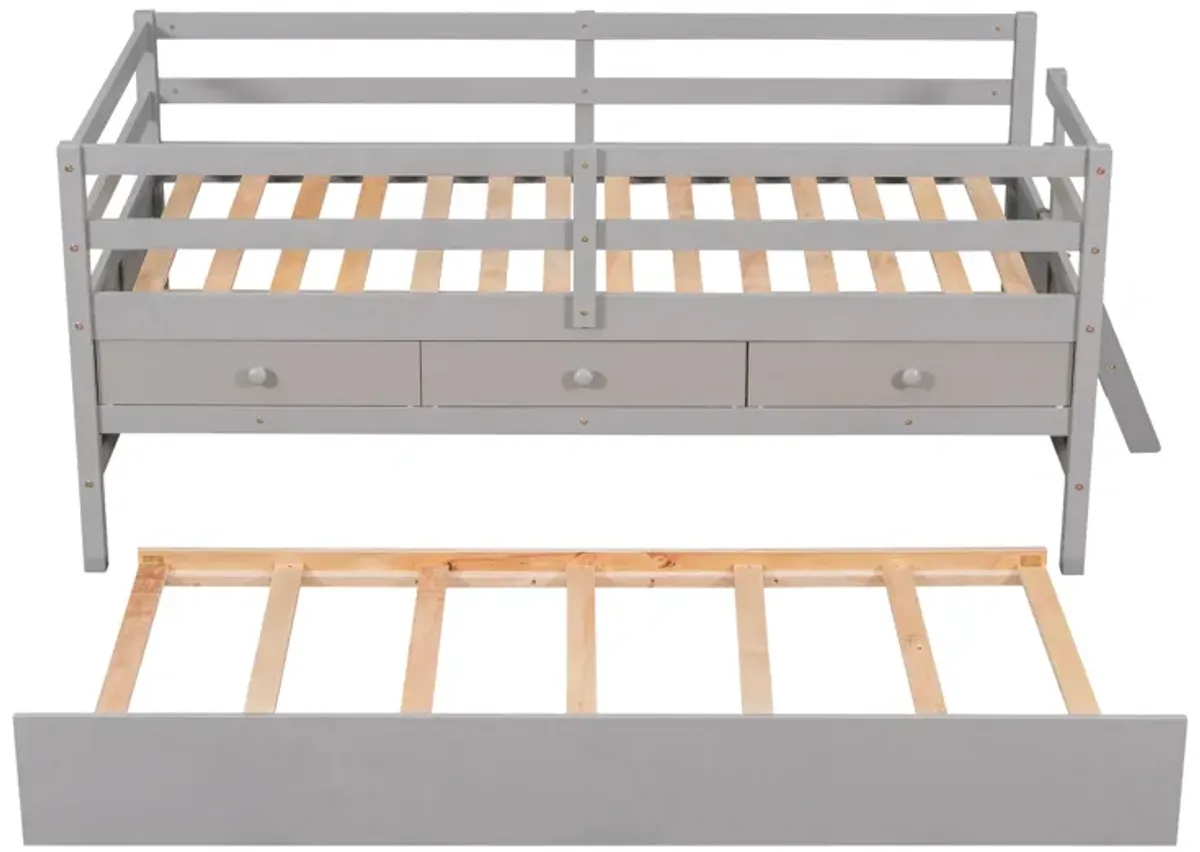 Merax Low Loft Bed with Full Safety Fence