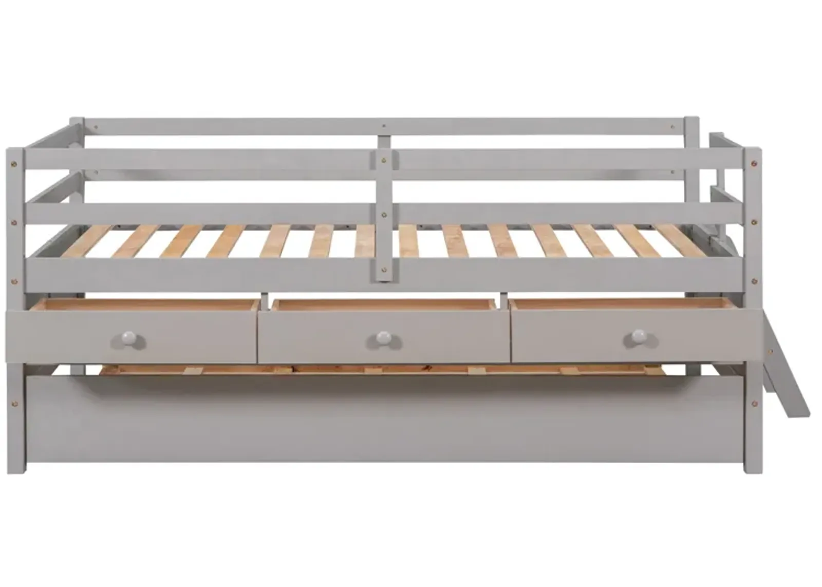 Merax Low Loft Bed with Full Safety Fence