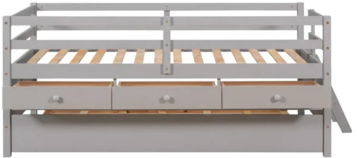 Merax Low Loft Bed with Full Safety Fence