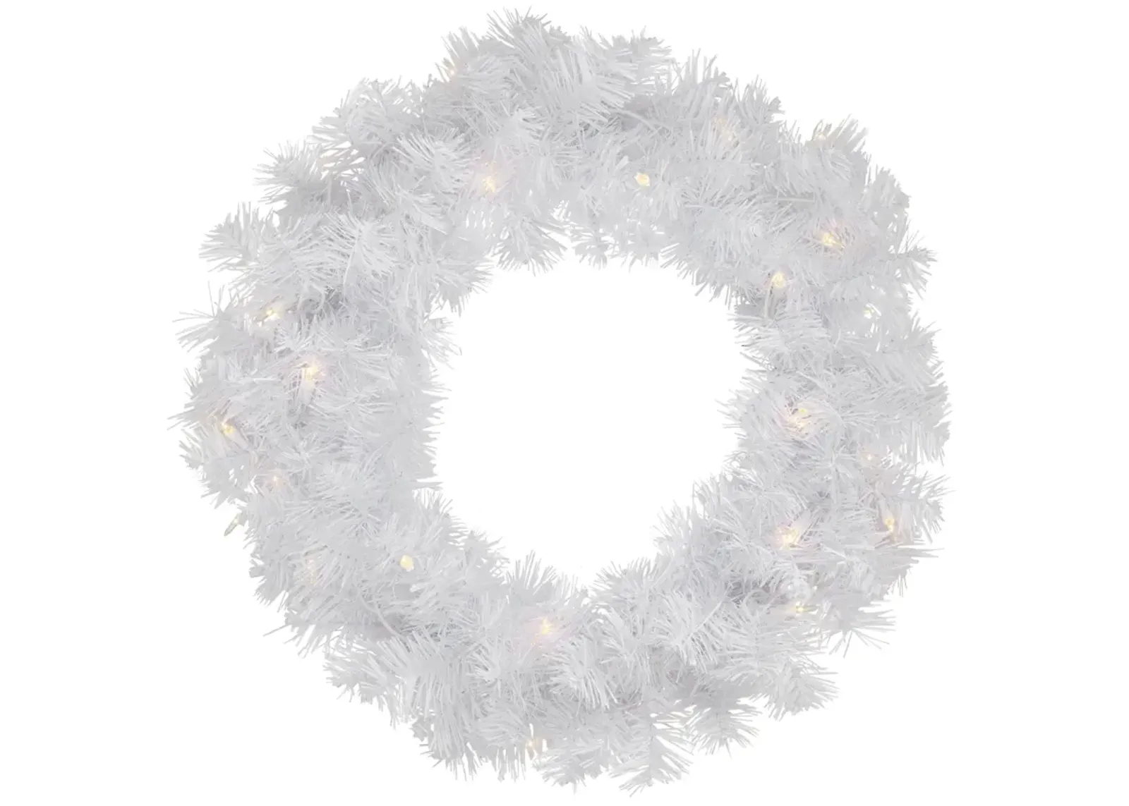 Pre-Lit White Pine Artificial Christmas Wreath - 24-Inch  Clear Lights