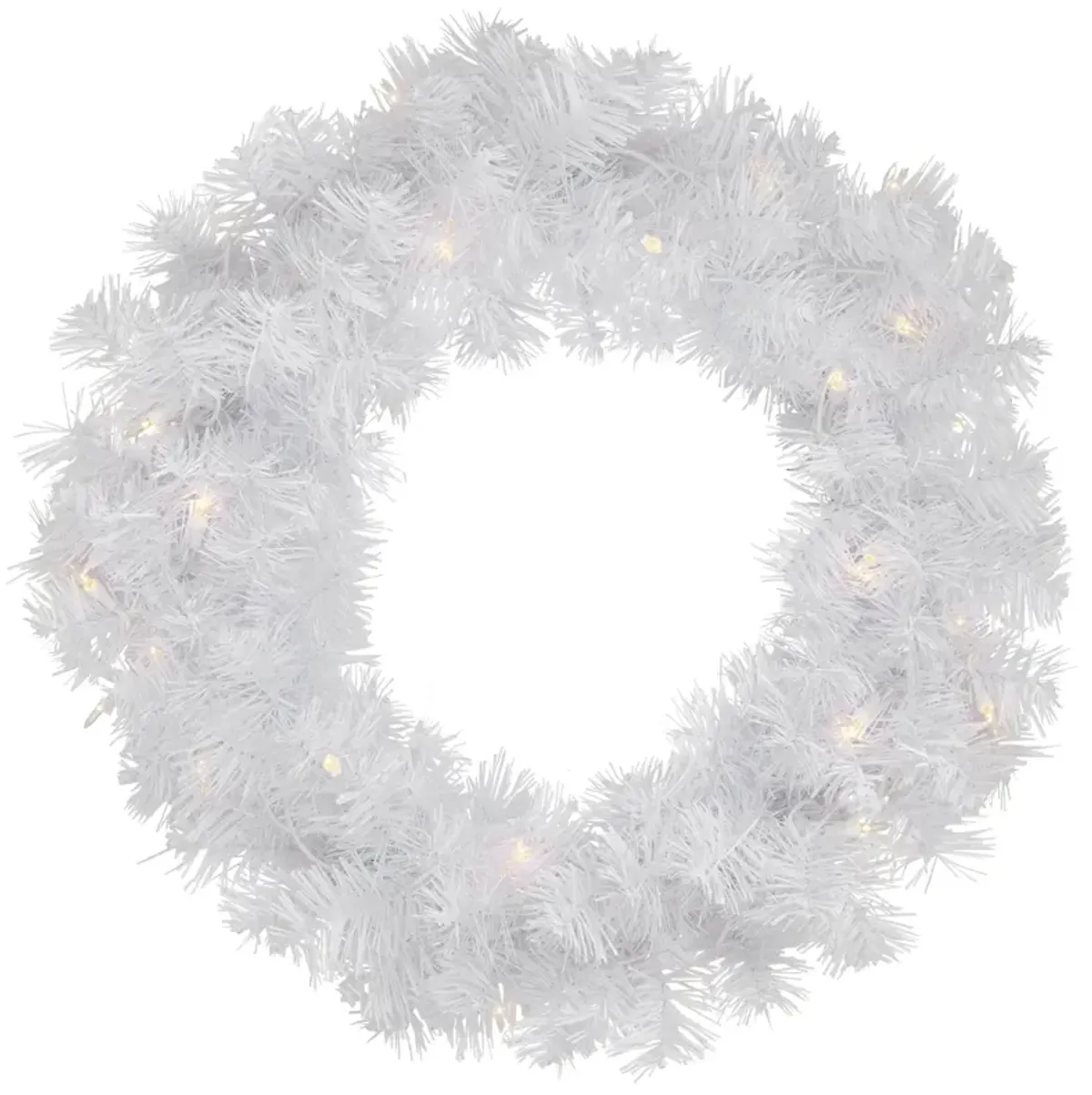 Pre-Lit White Pine Artificial Christmas Wreath - 24-Inch  Clear Lights