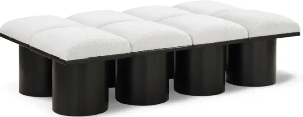 Meridian Furniture Pavilion Cream Boucle Fabric Bench