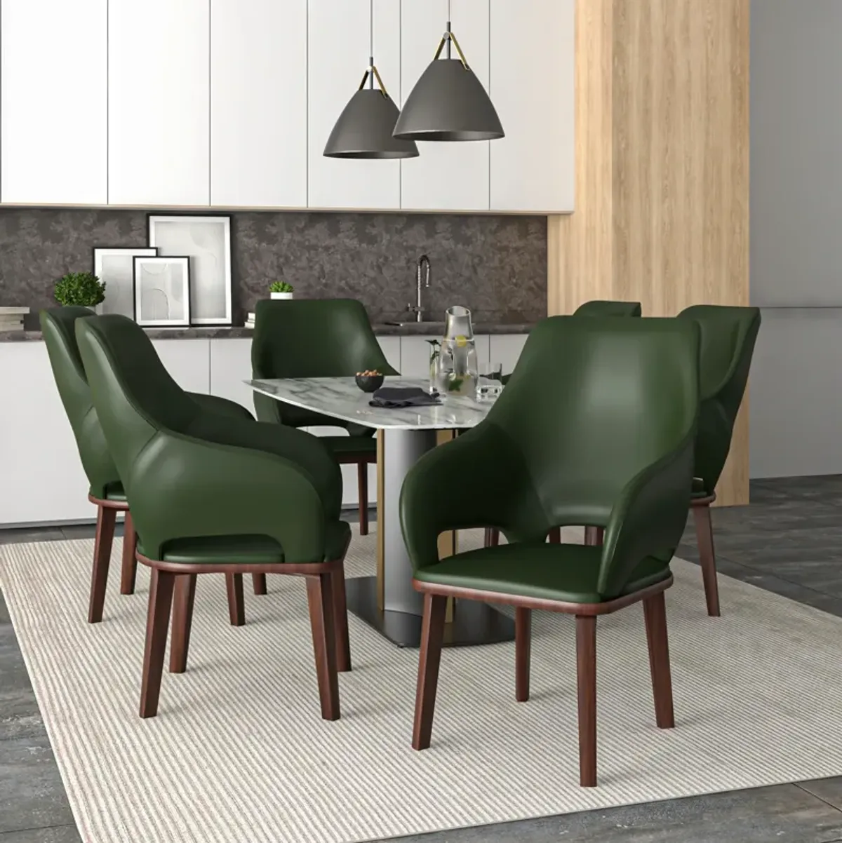 LeisureMod Vivara Collection Modern Dining Chair Set of 2