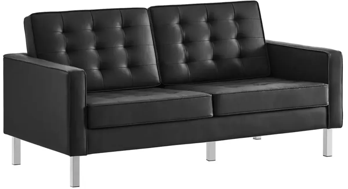 Loft Tufted Vegan Leather Loveseat