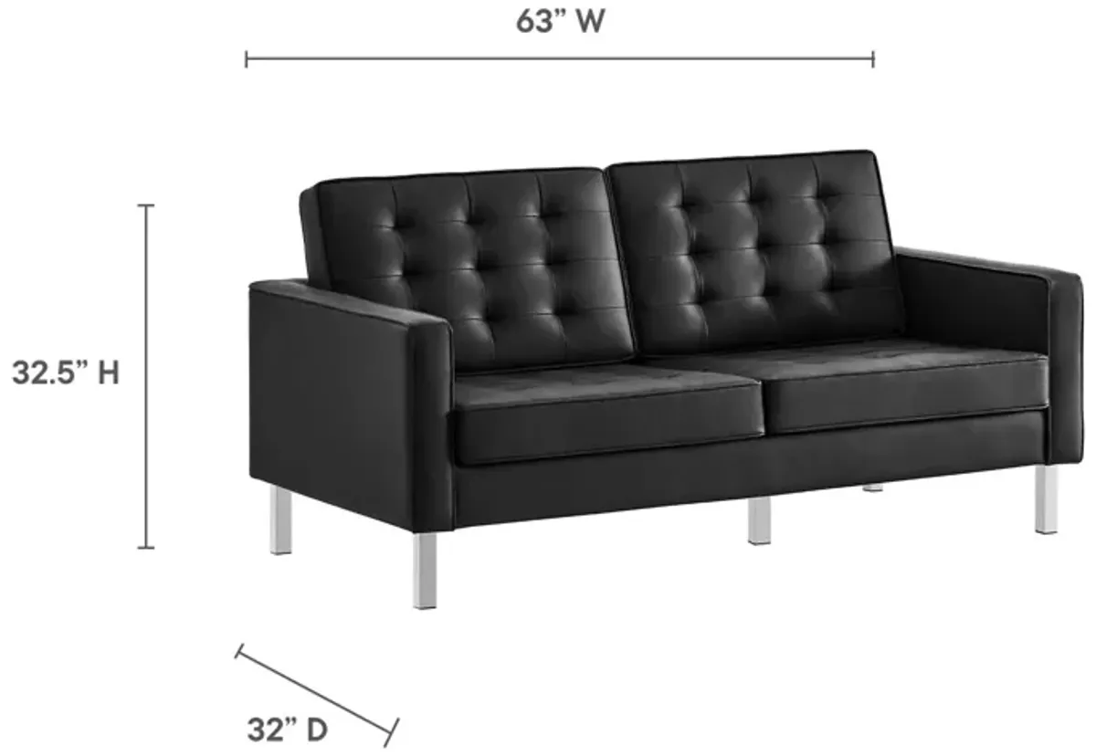 Loft Tufted Vegan Leather Loveseat