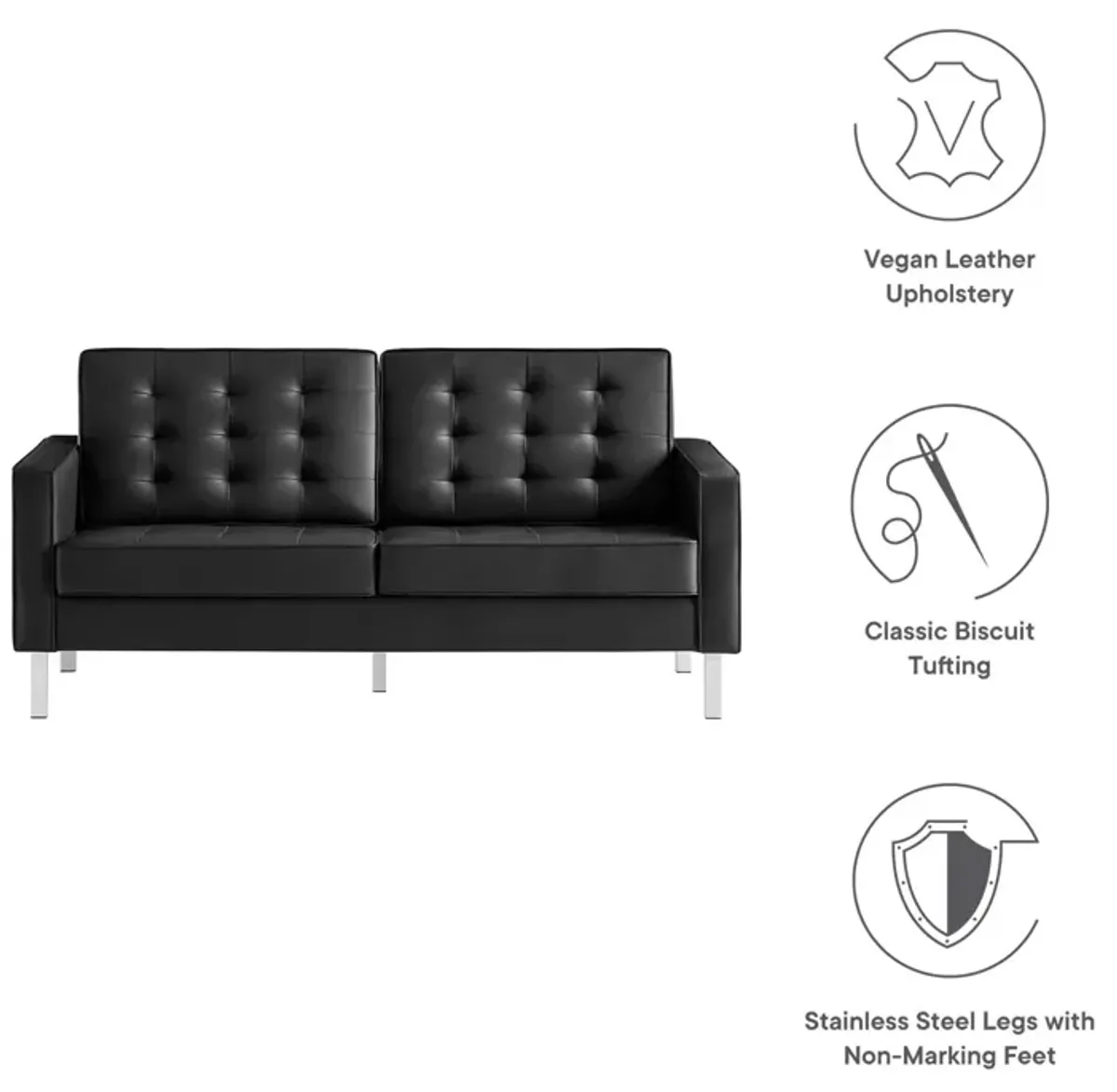 Loft Tufted Vegan Leather Loveseat