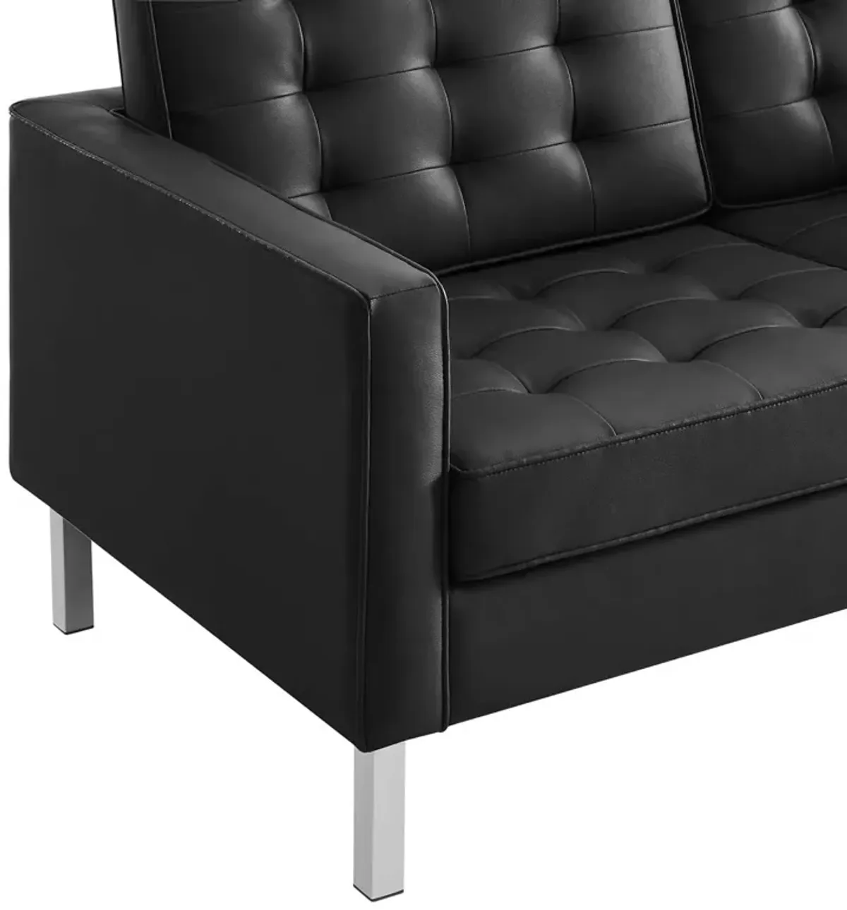 Loft Tufted Vegan Leather Loveseat