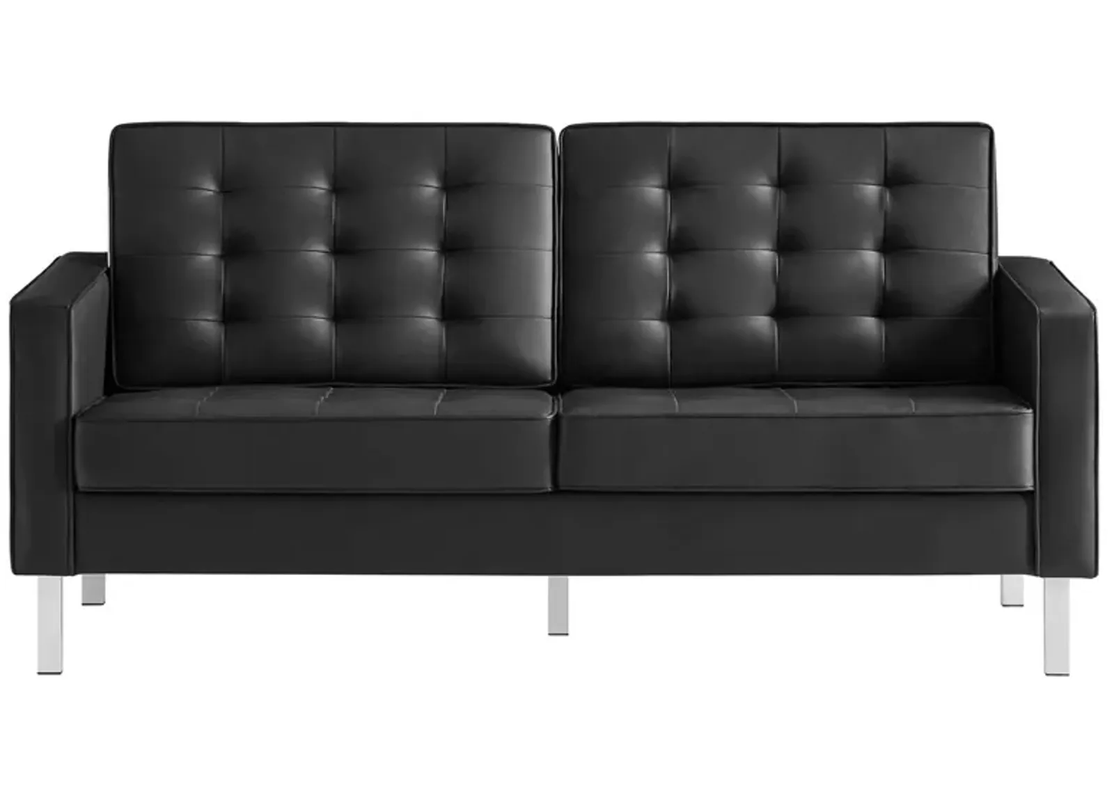 Loft Tufted Vegan Leather Loveseat