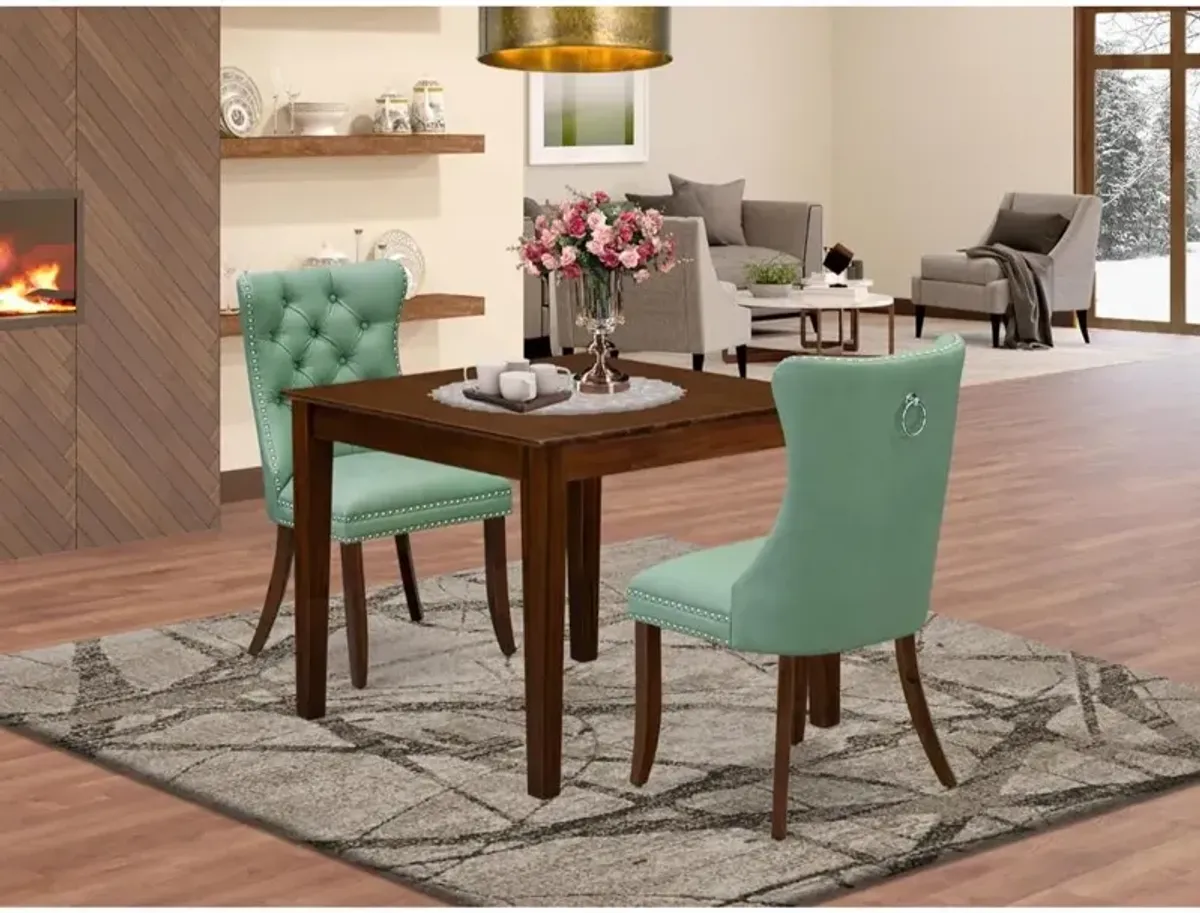 3 Piece Dining Room Table Set Contains a Square Solid Wood Table