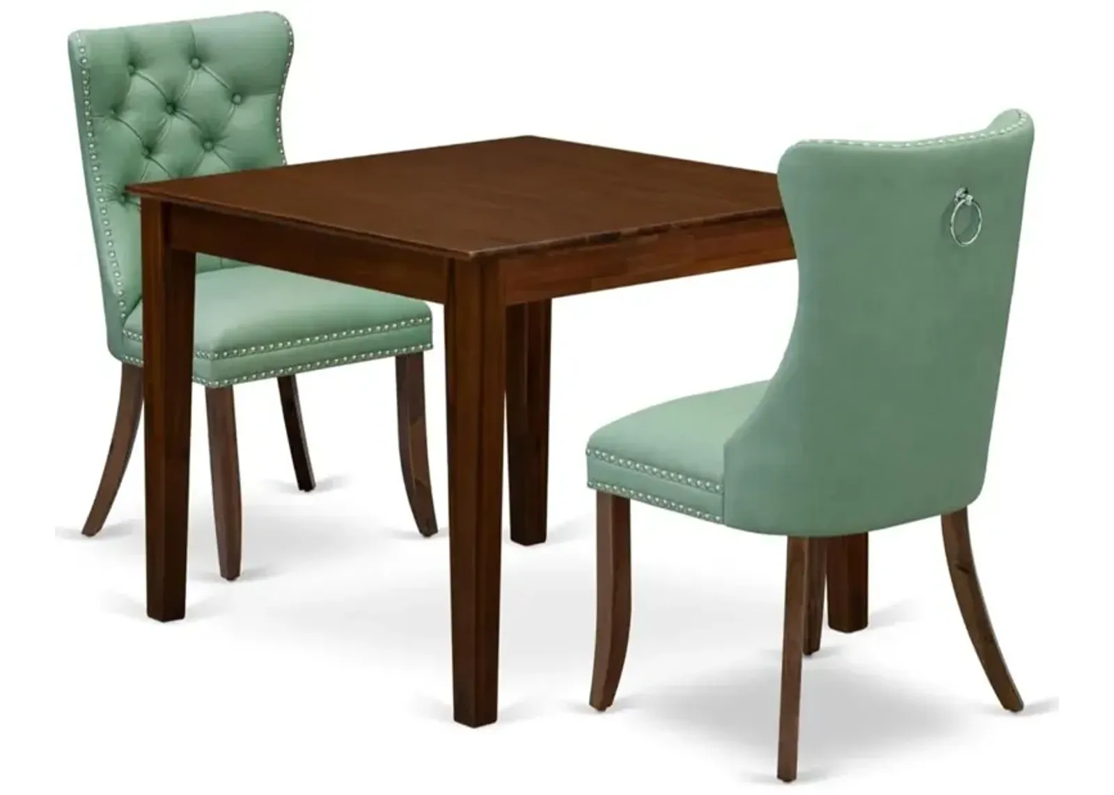 3 Piece Dining Room Table Set Contains a Square Solid Wood Table