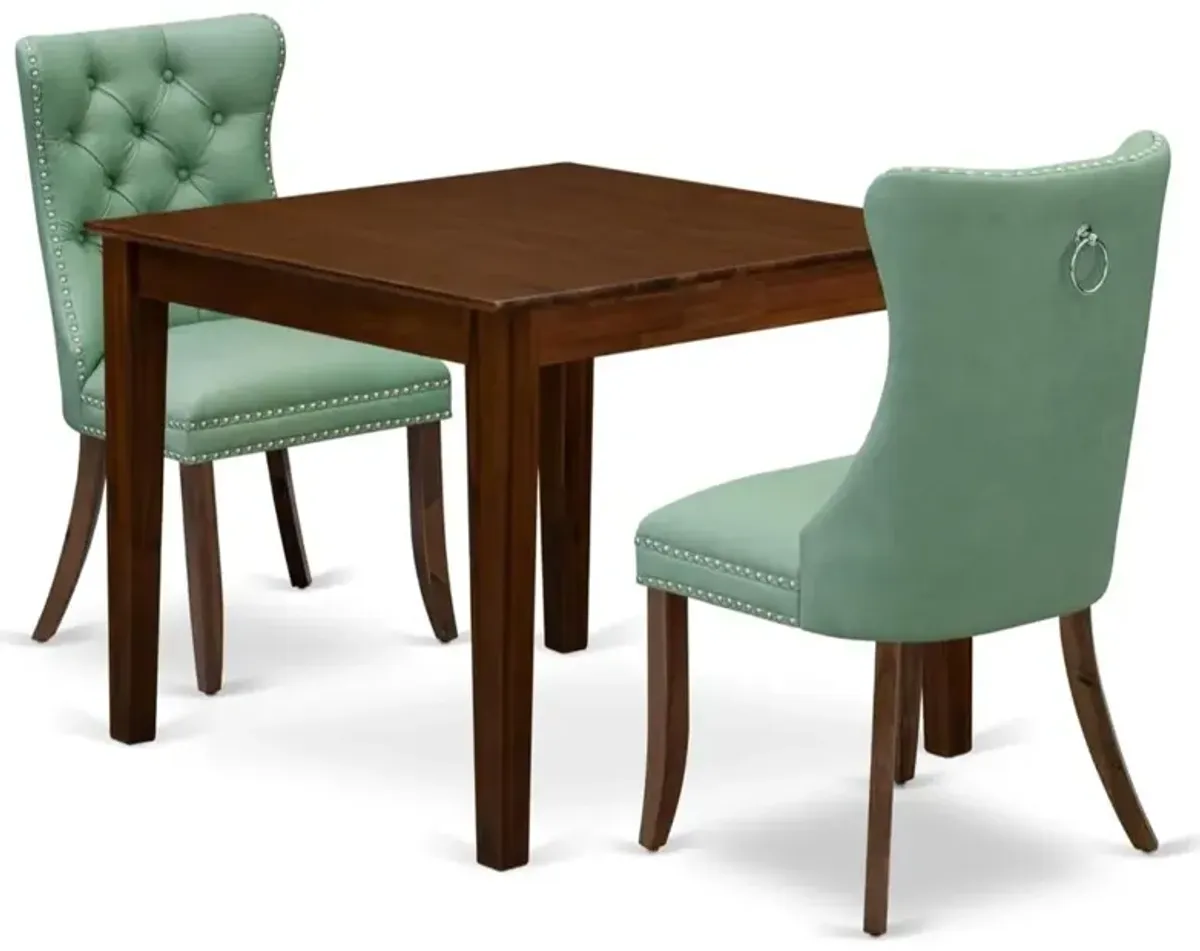 3 Piece Dining Room Table Set Contains a Square Solid Wood Table