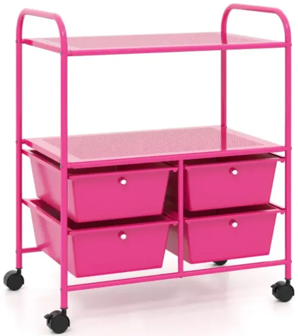 Hivvago 4 Drawers Shelves Rolling Storage Cart Rack