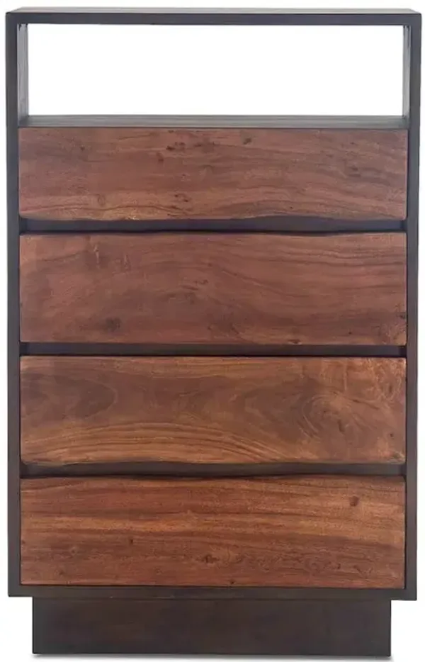 World Interiors Palermo 34-Inch Acacia Wood Live Edge Dresser in Raw Walnut Finish