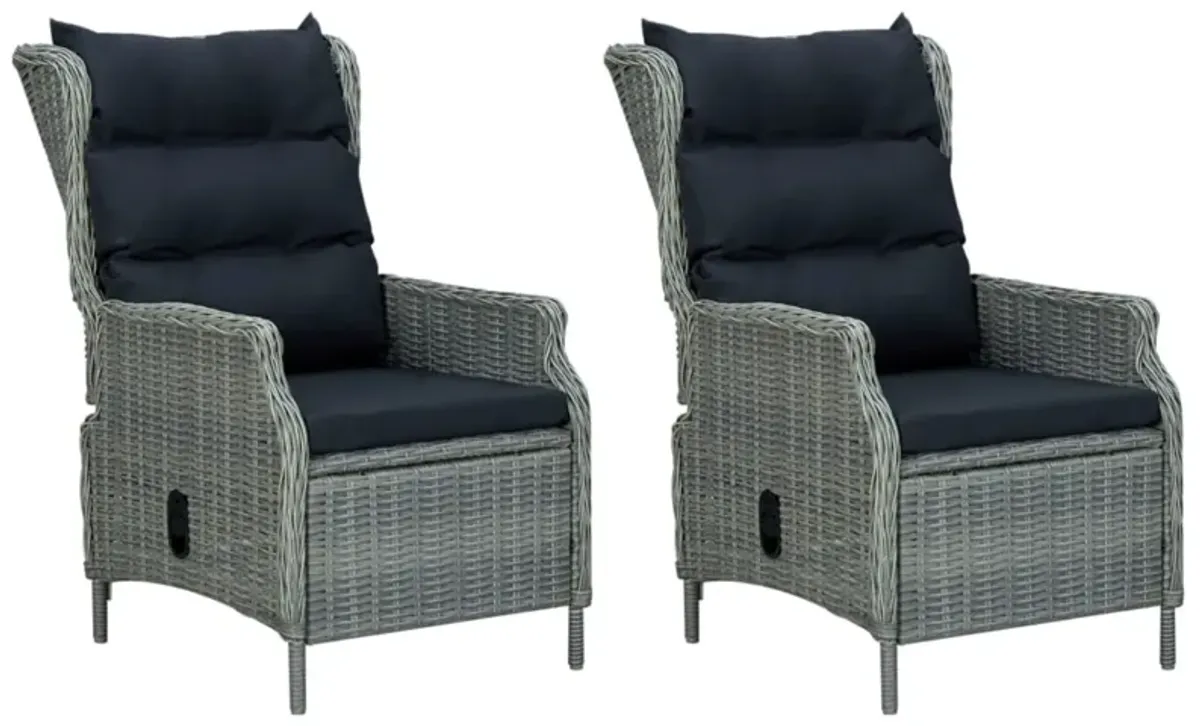 vidaXL 3 Piece Garden Lounge Set with Cushions Poly Rattan Light Gray