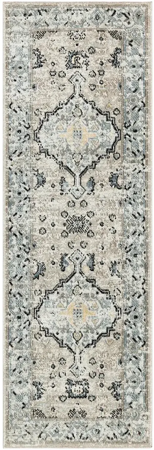 Washable Decor WSD12 Taupe/Blue 2' x 6' Rug