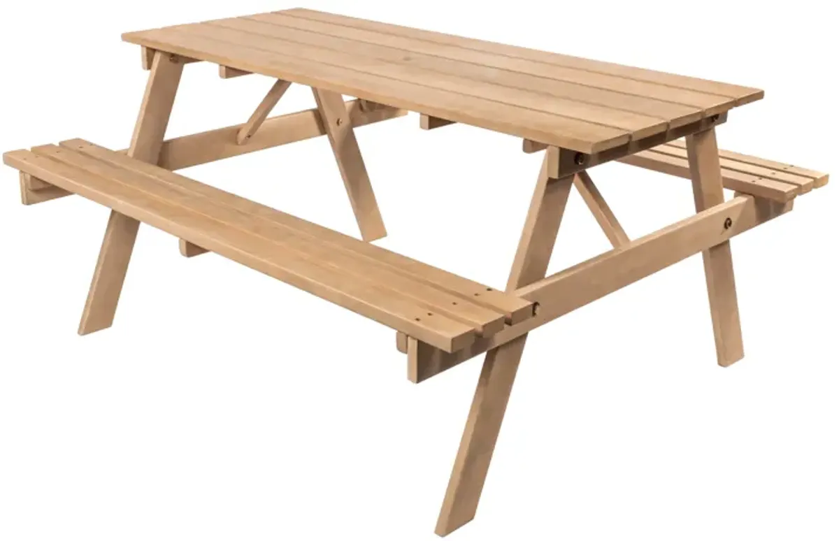 Shoreham Modern Classic Outdoor Wood Picnic Table Benches with Umbrella Hole