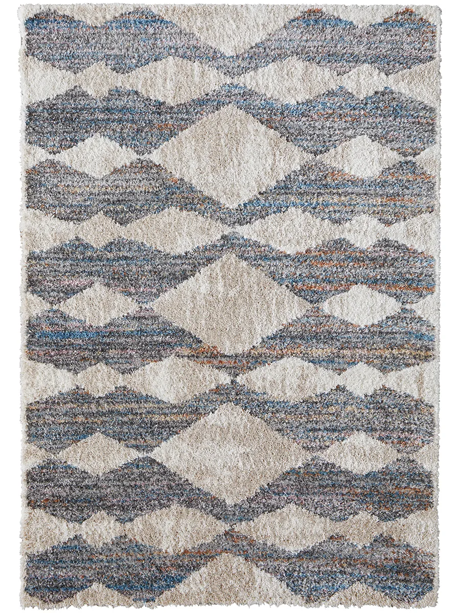 Mynka 39IFF Tan/Ivory/Blue 2'6" x 8' Rug