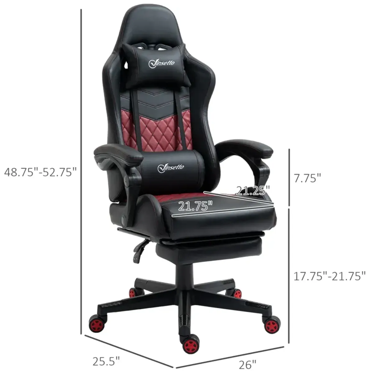 Black Gaming Throne: Racing Chair with PU Leather Footrest and Swivel Wheels