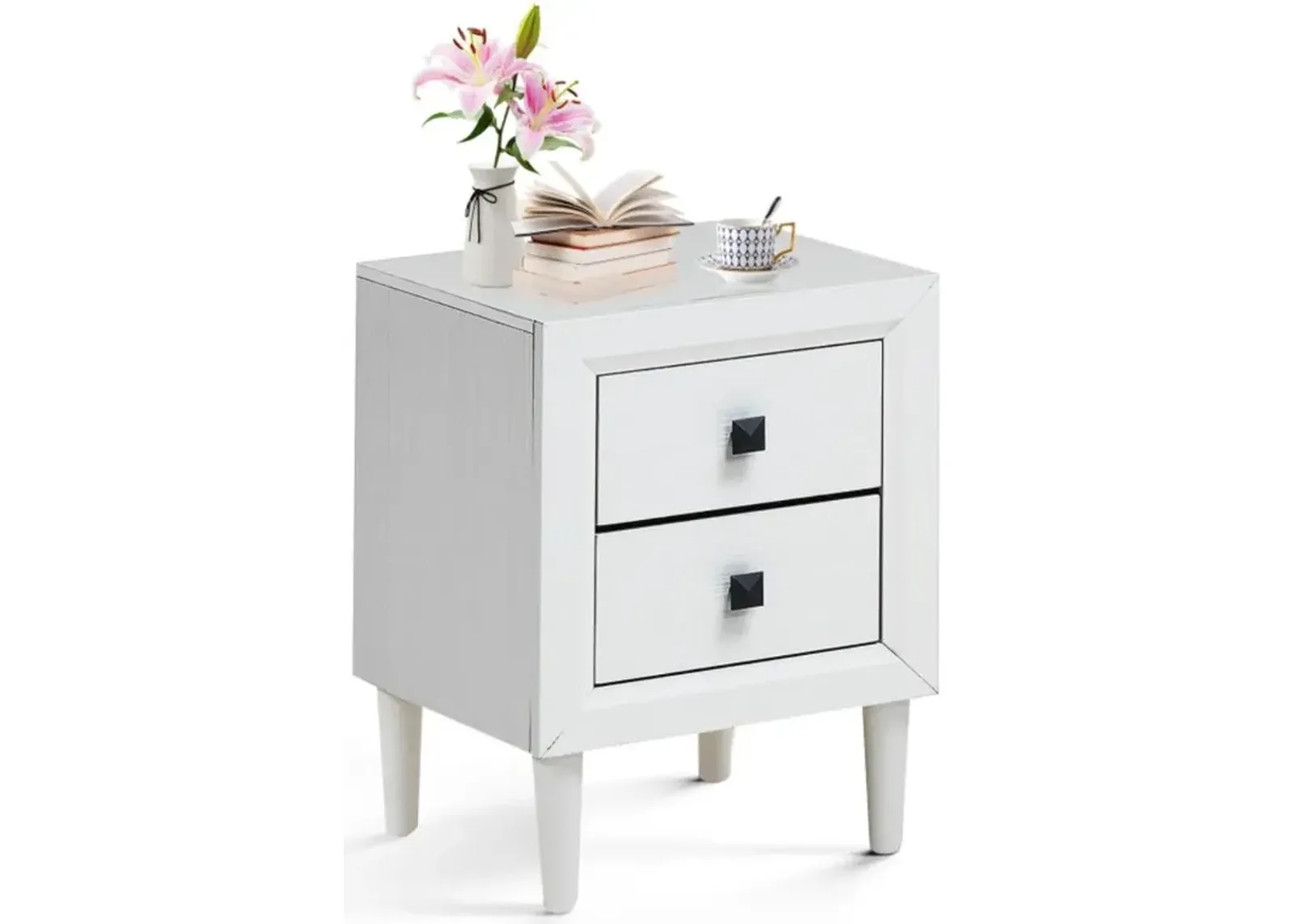 Hivvago Multipurpose Retro Bedside Nightstand with 2 Drawers