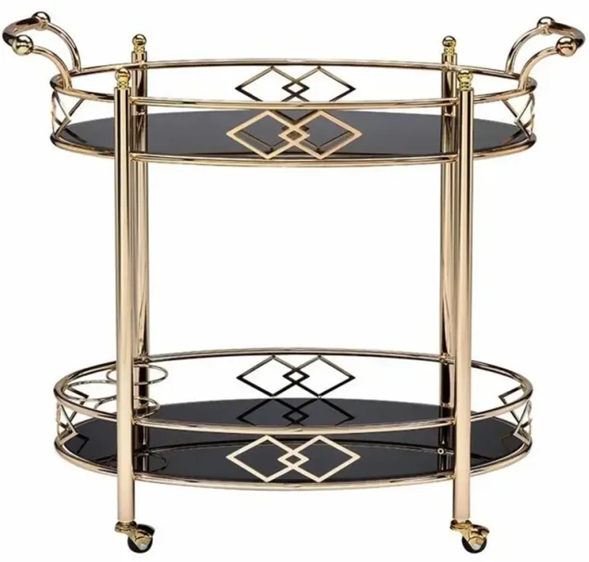 Ottesen Serving Cart, Gold & Black Glass