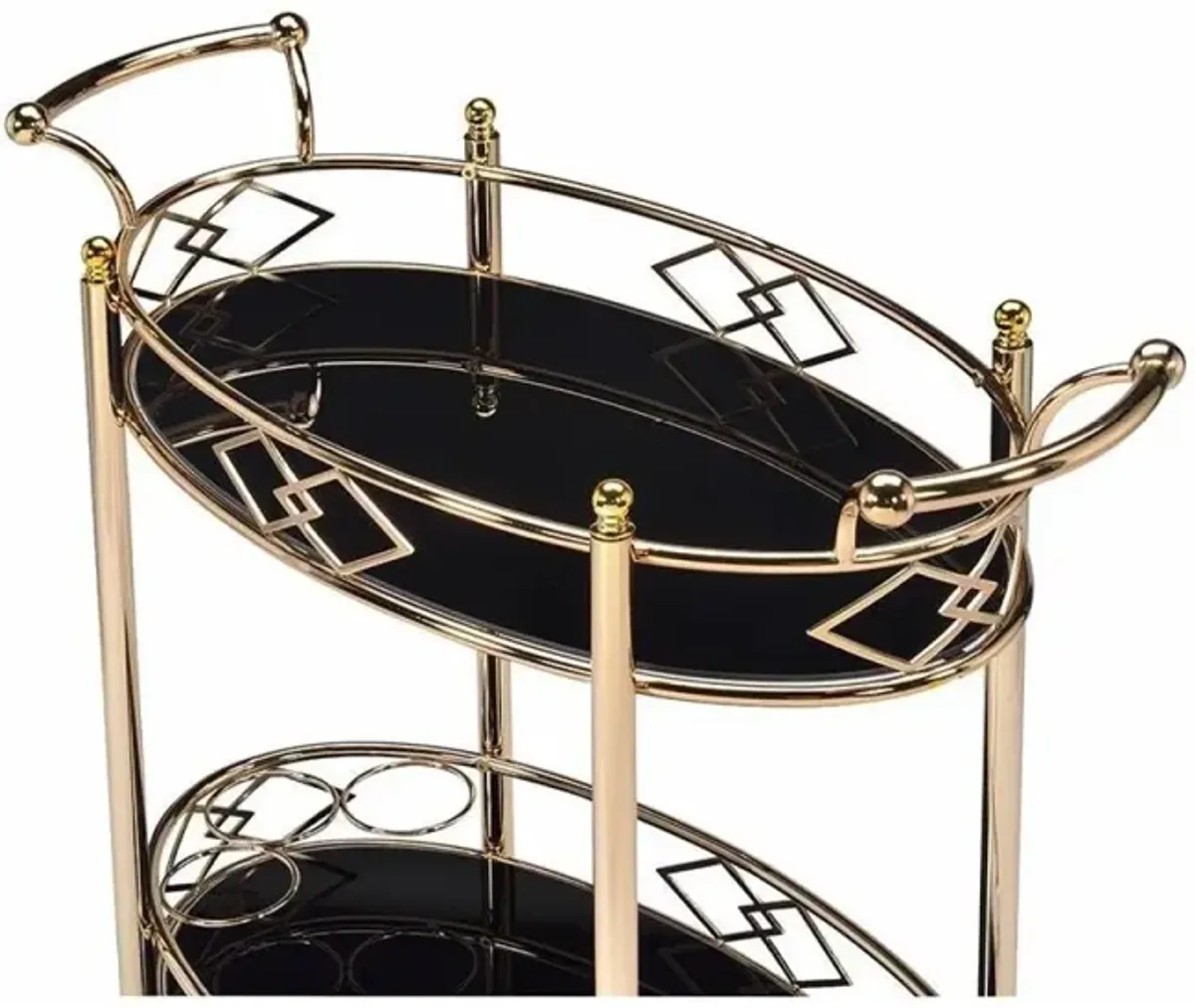 Ottesen Serving Cart, Gold & Black Glass