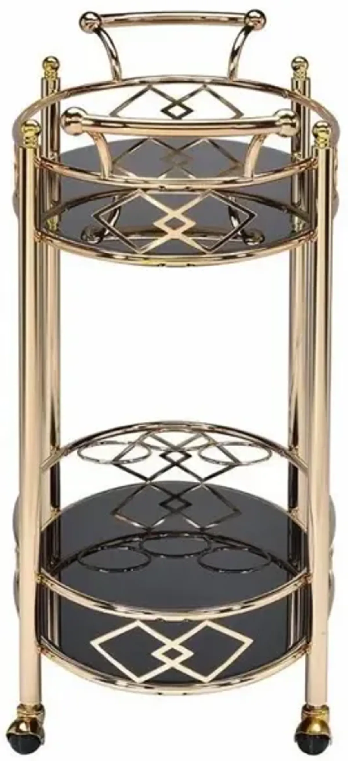 Ottesen Serving Cart, Gold & Black Glass