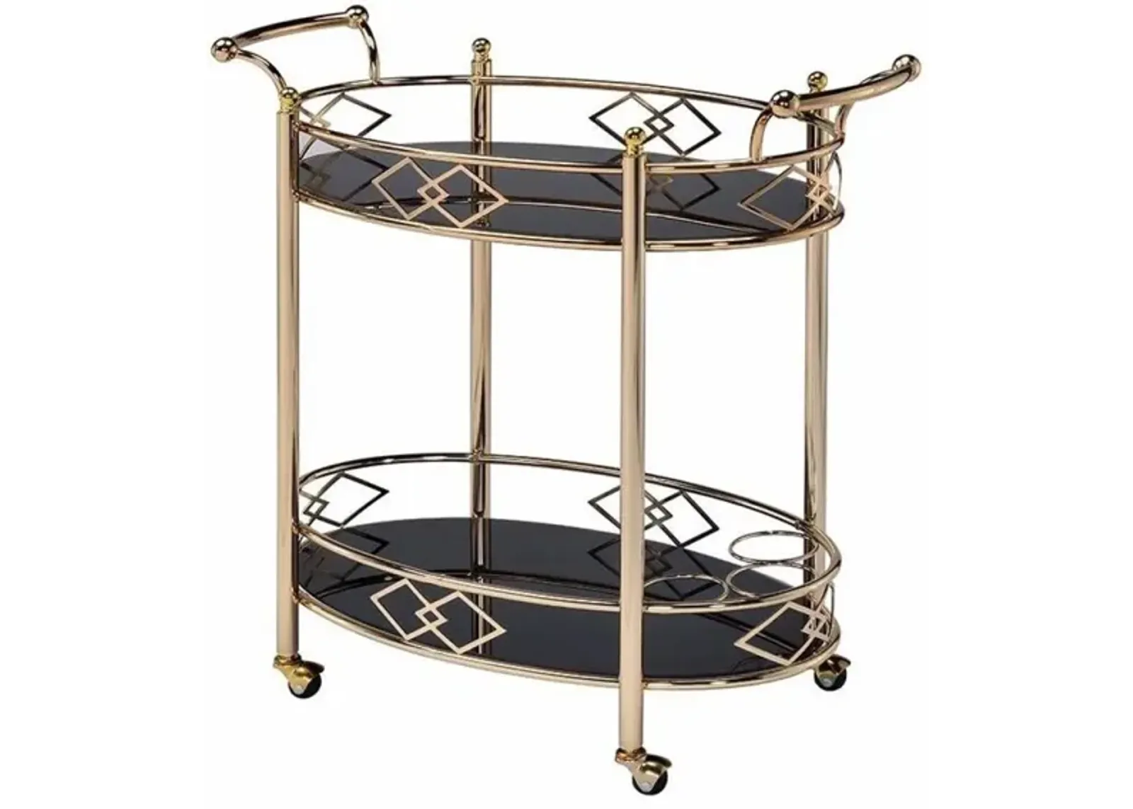 Ottesen Serving Cart, Gold & Black Glass