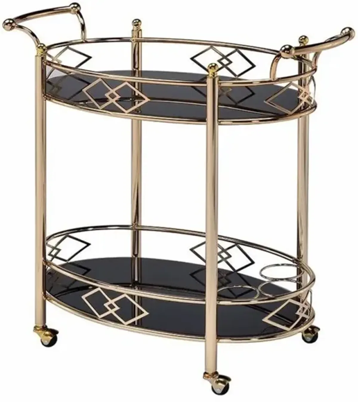 Ottesen Serving Cart, Gold & Black Glass