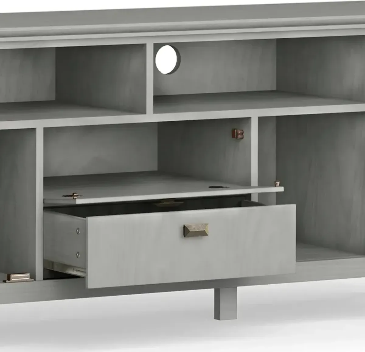 Simpli Home Artisan Solid Wood 72 Inch Tv Media Stand In Fog Grey For Tvs Up To 80 Inches