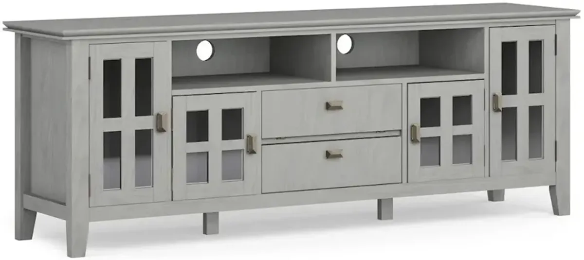 Simpli Home Artisan Solid Wood 72 Inch Tv Media Stand In Fog Grey For Tvs Up To 80 Inches