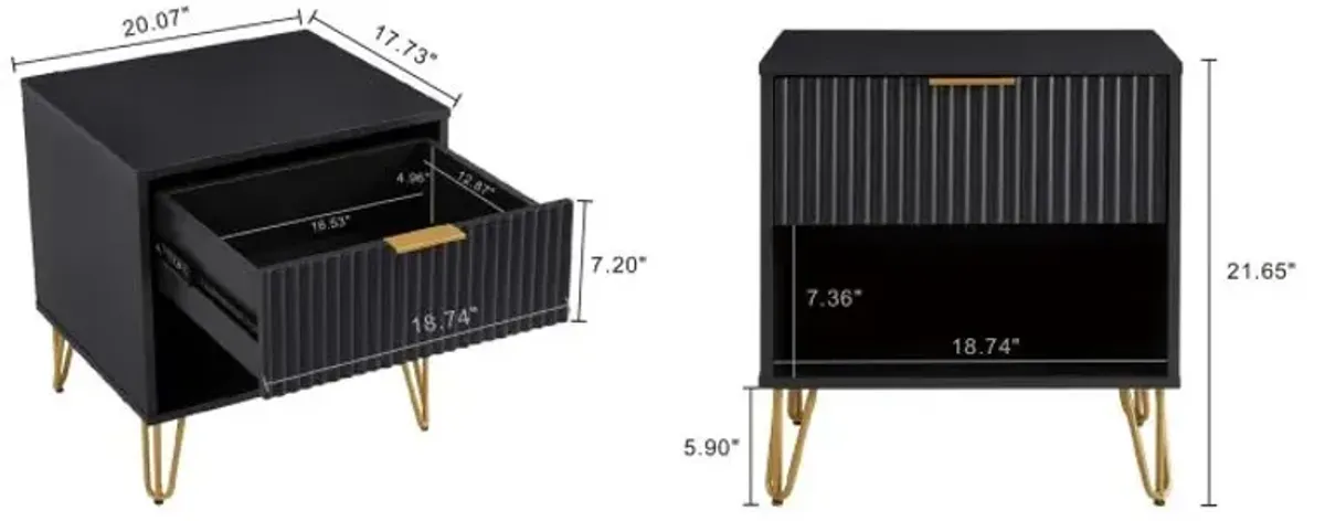 Dumbo 1-Drawer Nightstand in Black