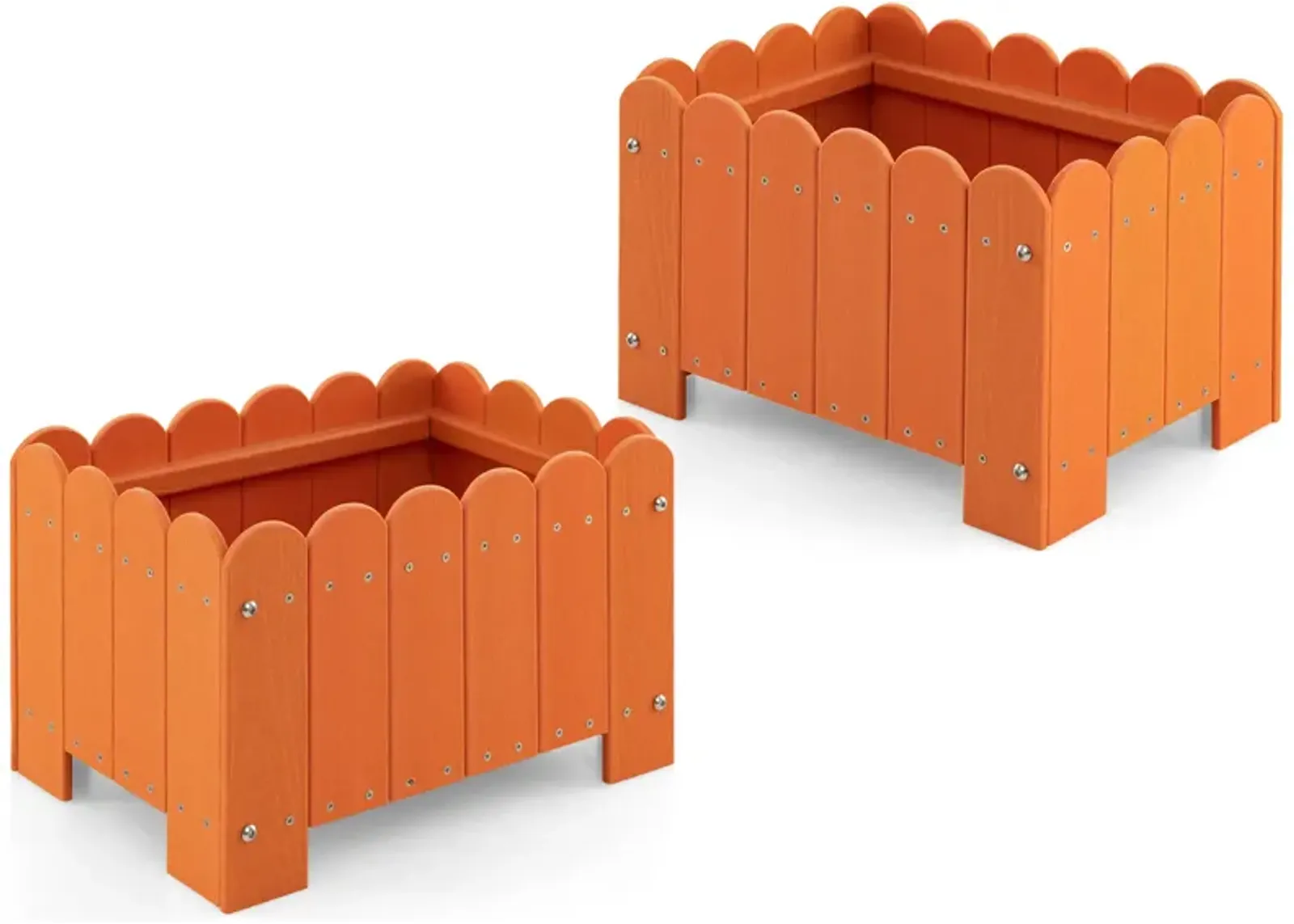 2 Pack Rectangular Planter Box with Drainage Gaps for Front Porch Garden Balcony