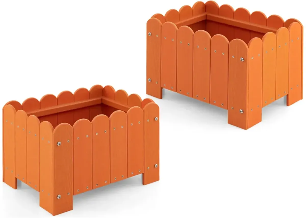 2 Pack Rectangular Planter Box with Drainage Gaps for Front Porch Garden Balcony