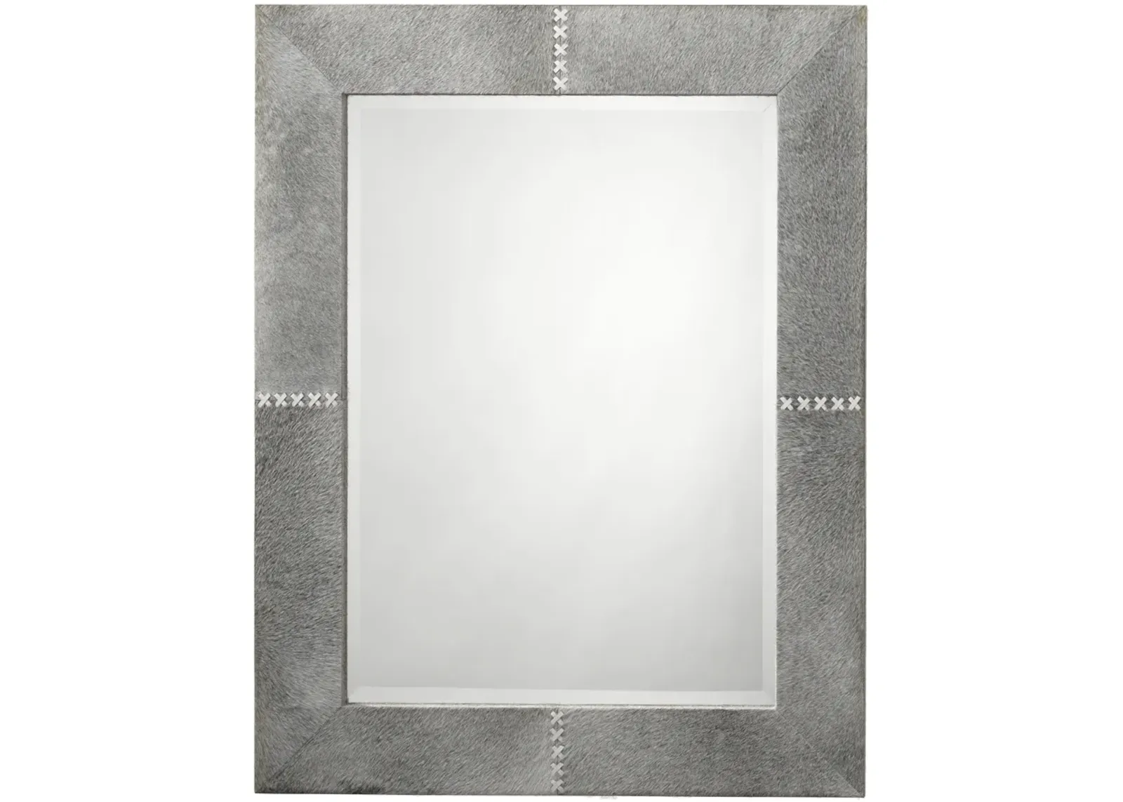 Cross Stitch Rectangle Hide Mirror, Grey