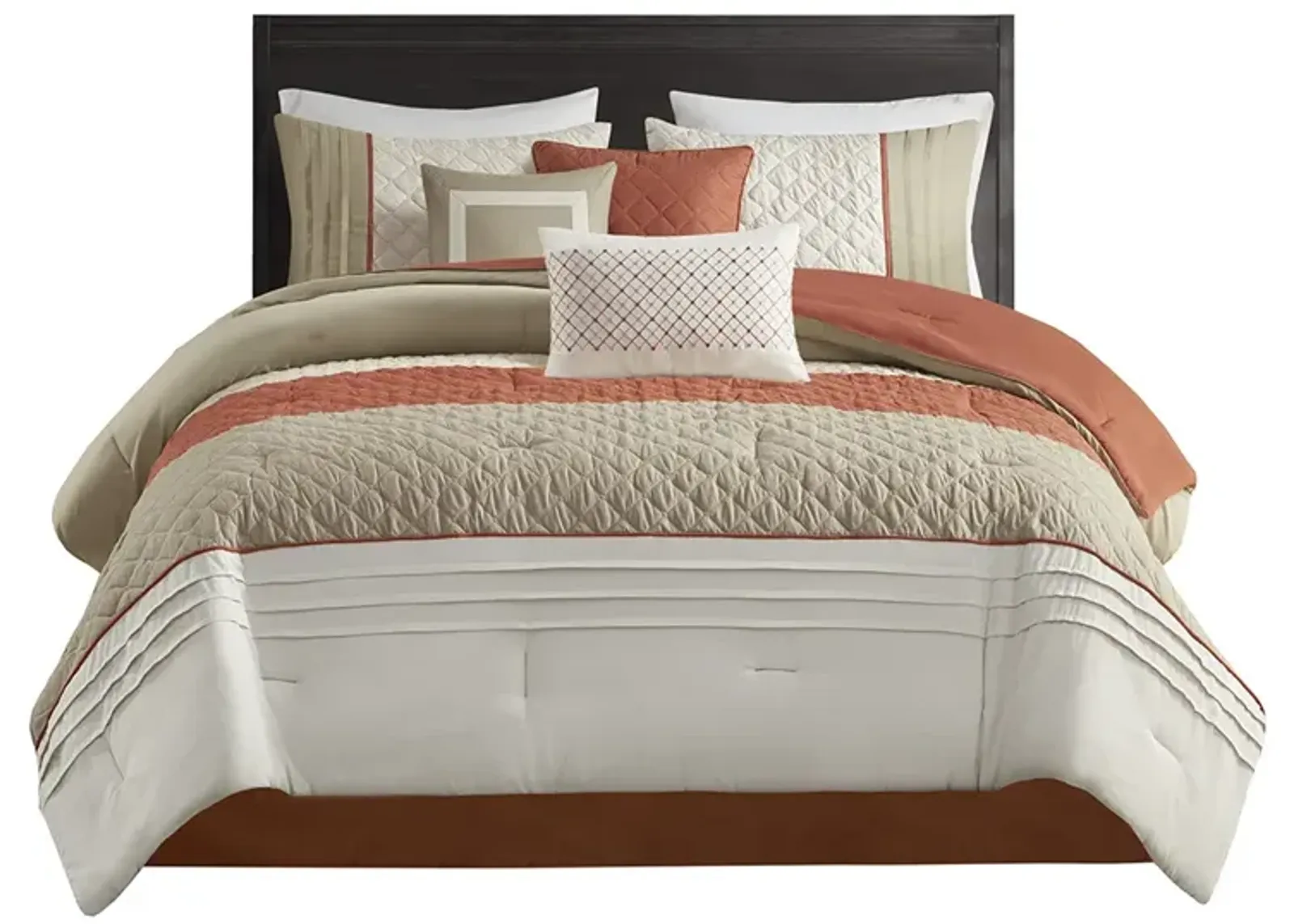 Gracie Mills 7-Piece Transitional Color Block Comforter Set