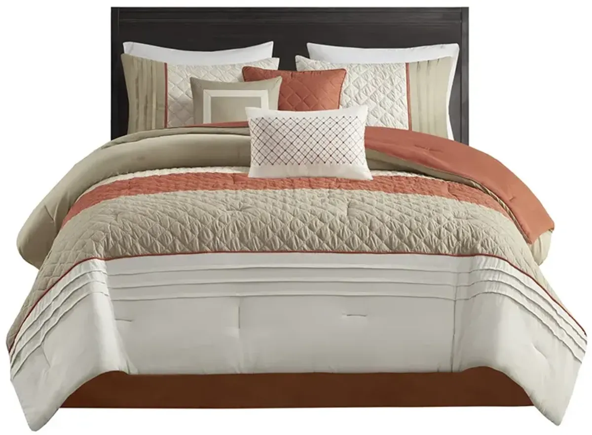 Gracie Mills 7-Piece Transitional Color Block Comforter Set