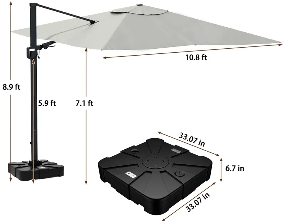 11FT Square Cantilever Patio Umbrella (with Base)