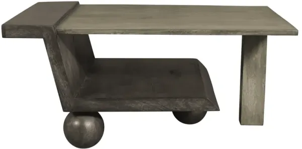 34 Inch Coffee Table, Handcrafted Natural Brown Mango Wood, Modern Contemporary Design Base