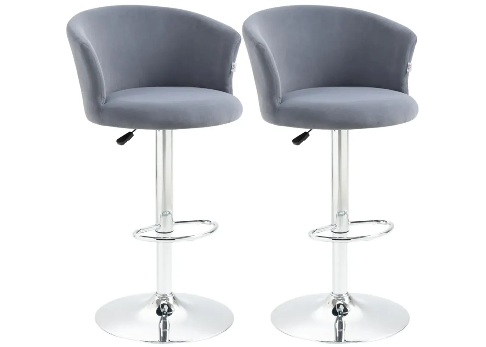 Adjustable Bar Stools Set of 2, Upholstered Kitchen Stool w/ Swivel Seat, Grey