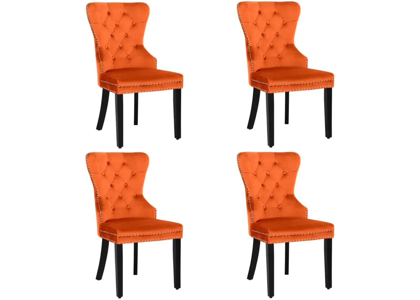 WestinTrends Velvet Upholstered Tufted Dining Chairs (Set of 4)